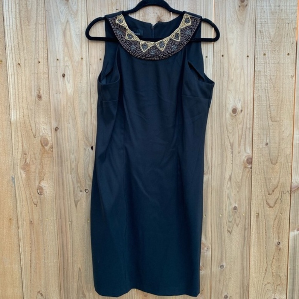 AB Studio Size 14 Woman's‎  Wooden Beaded Sleeveless Dress Black Brown